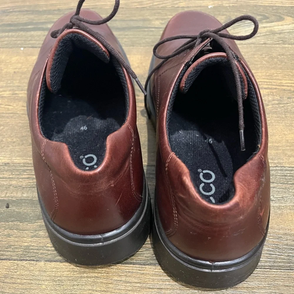 ECCO Brown Leather Casual Lace-up Shock Point Soles‎ Oxfords Sz. 46 (US12)